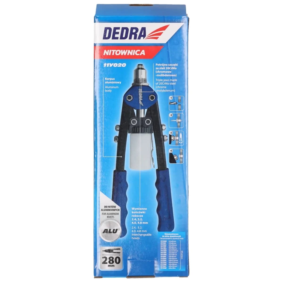 Dedra Čelna nitnica za aluminijaste nite, 280 mm 2