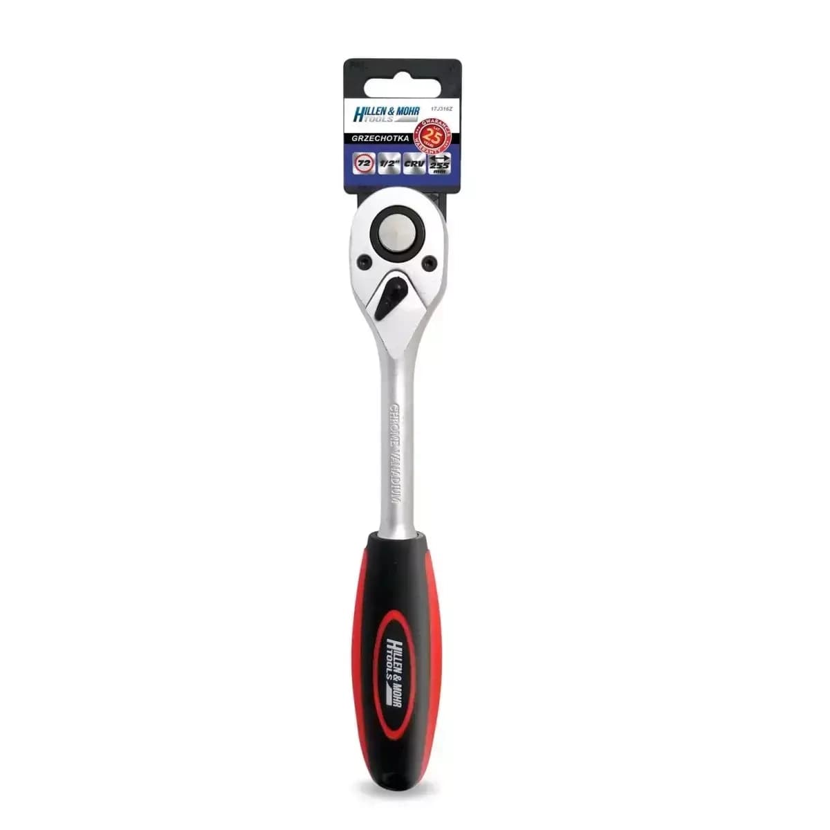 Dedra ročica 1/2" z 72 zobmi, 255 mm, CrV
