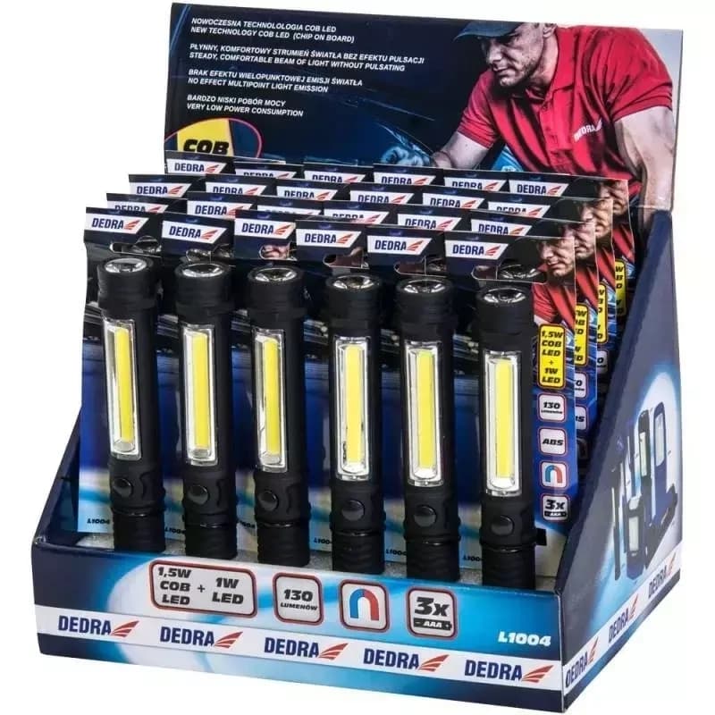 Dedra LED COB+LED svetilka 1.5W+1W z baterijami 2
