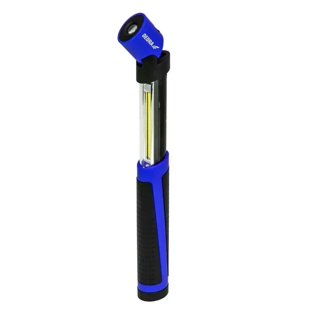 Ročna LED svetilka Dedra 2W COB + 0.5W LED, razširljiva, z baterijami