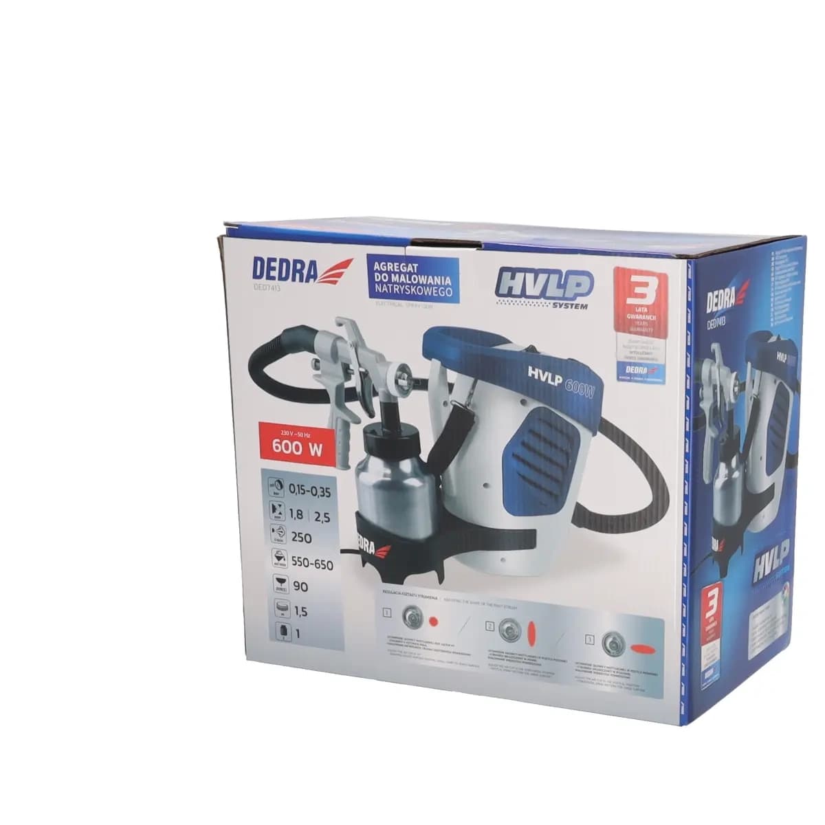 Dedra HVLP pištola za barvanje 700W, posoda 1L, 1.5m cev 4