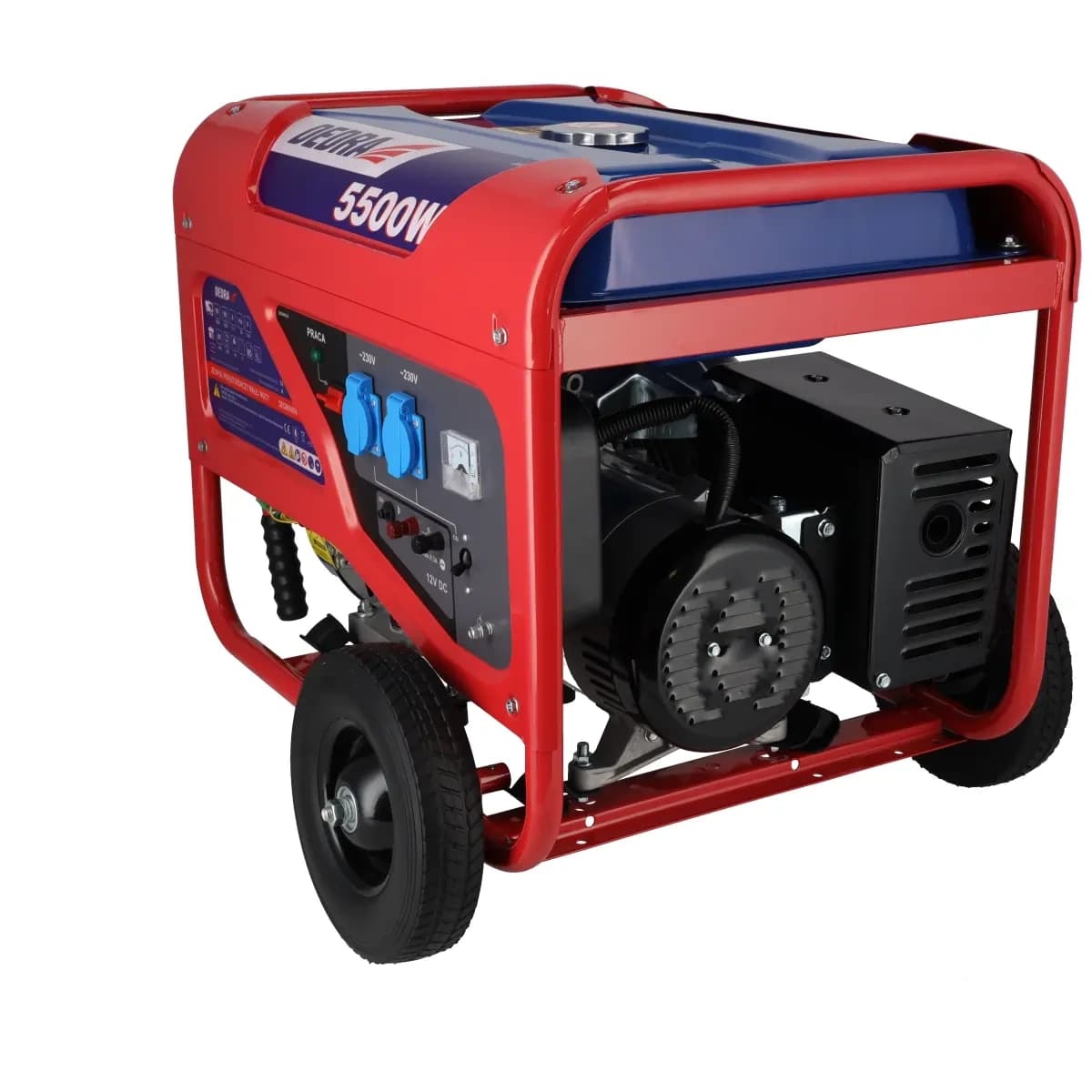 Agregat/generator Dedra DEGB6500K, 5.0kW, 2x230V, 1x12V, kolesa 8
