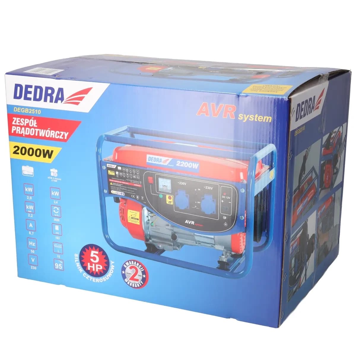 Agregat/generator Dedra DEGB2510, 2.0kW, 2x230V, 1x12V 2