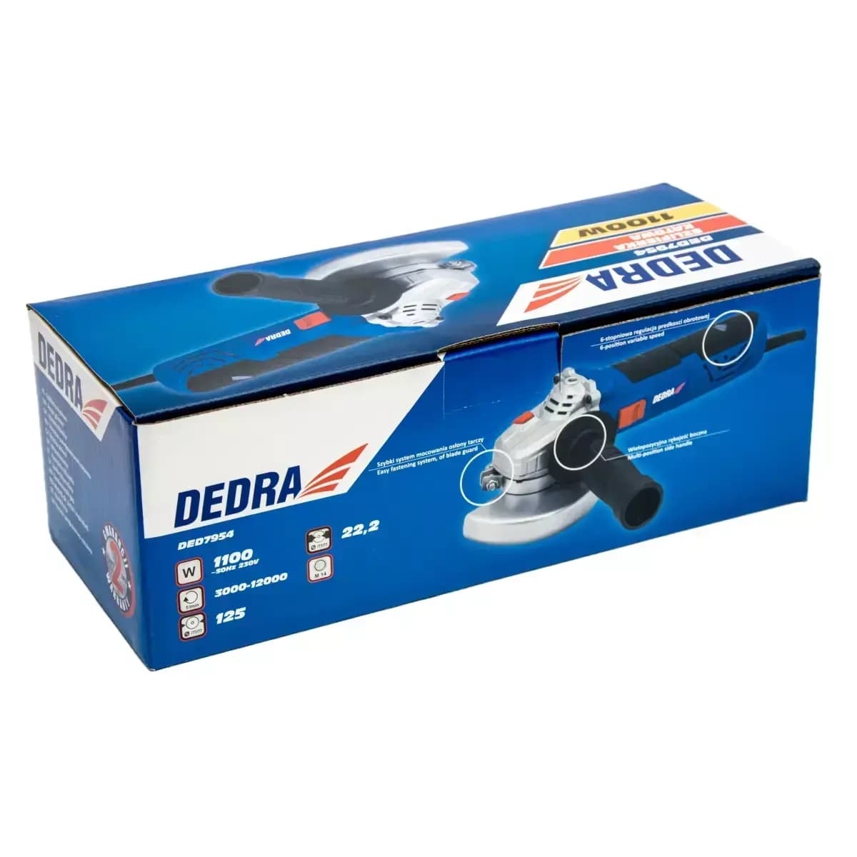 Dedra kotni brusilnik 125mm 1100W z regulacijo vrtljajev 5
