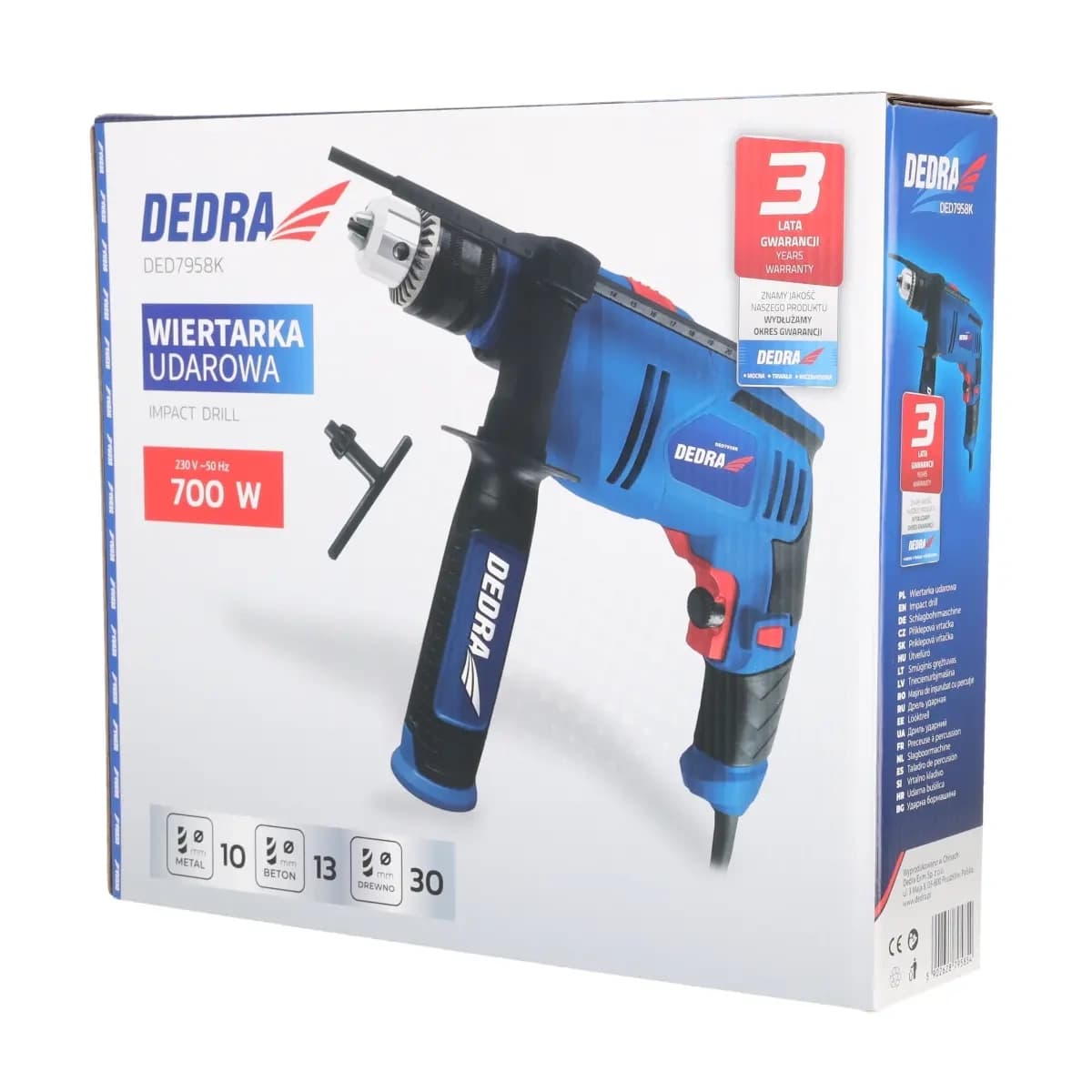 Dedra udarni vrtalnik 700W, ključ 13mm 6
