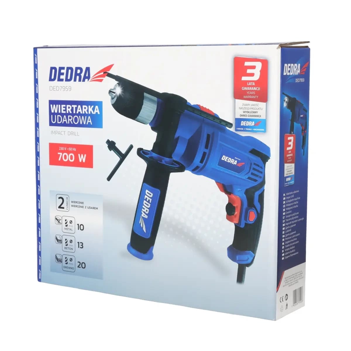Dedra Udarna vrtalna luknjača 700W, samozatezni ključ 13mm 2