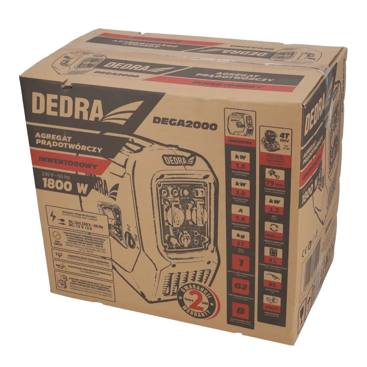 Agregat Dedra 2,0 kW, 1,8 kW moči 2