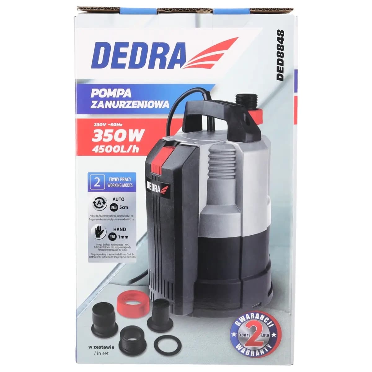Dedra potopna črpalka 350W za čisto vodo, s ploskim sesanjem 7