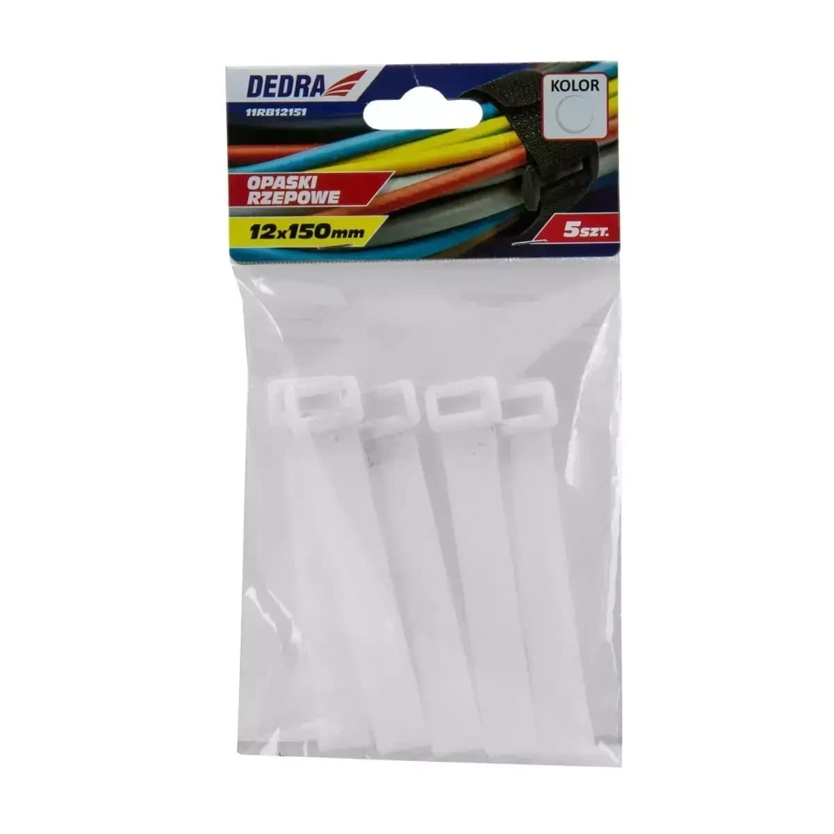 Dedra vezice za kable Velcro bele 12x150mm (5 kosov)