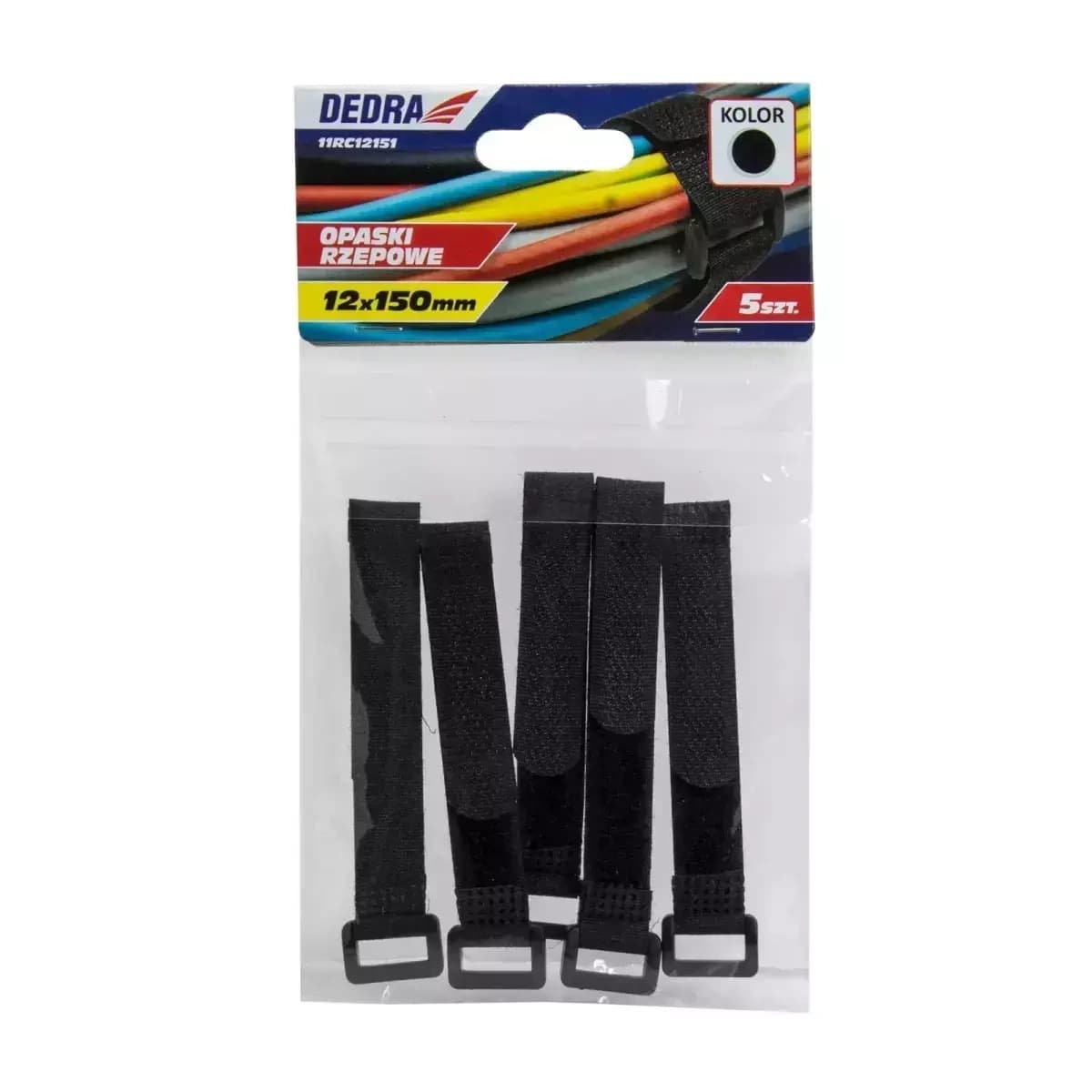 Dedra vezice za kable Velcro črne 16x210mm (5 kosov)