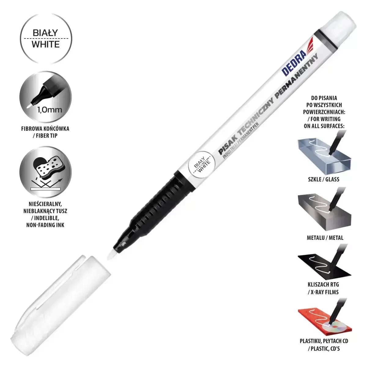 Dedra Tehnični pisalo belo 1mm, 1 kos