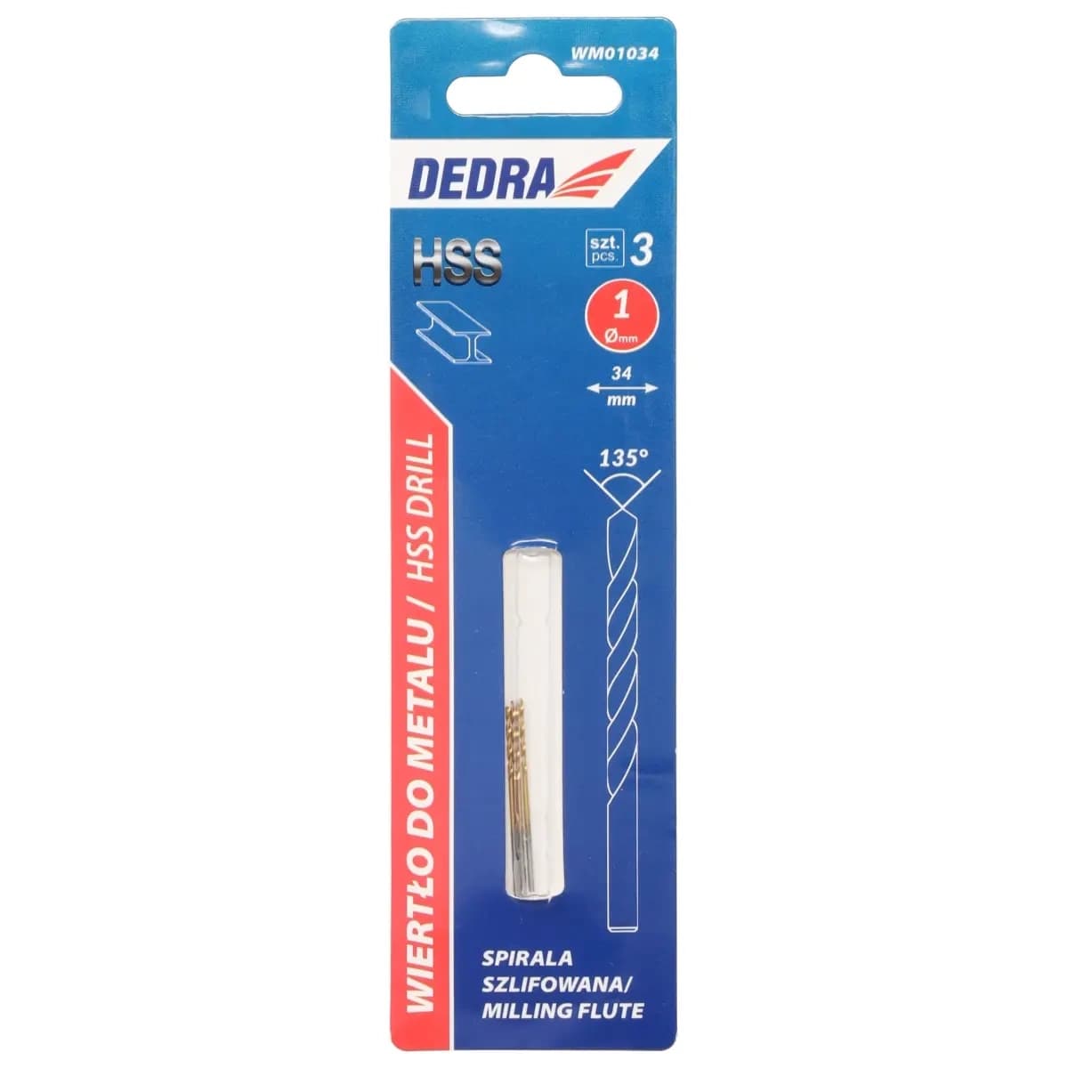Vrtalnik za kovino Dedra HSS, 1x34mm (3 kos)