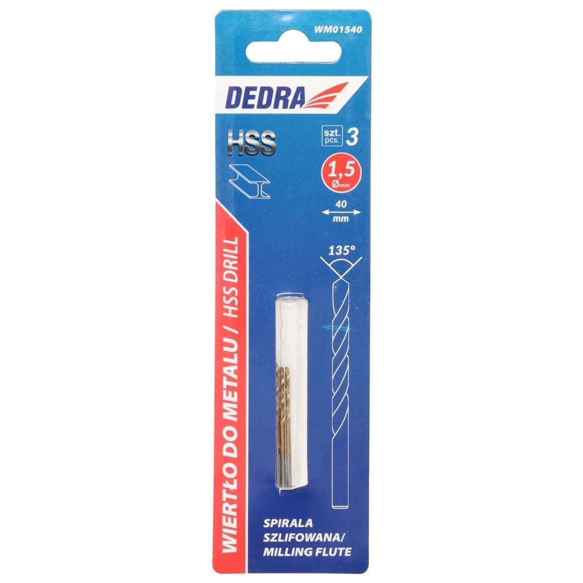 Vrtalnik za kovino Dedra HSS, 1.5x40mm (3 kos)