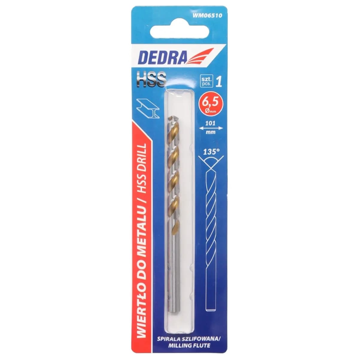 Dedra Wiertło za kovino HSS 4341, 135°, 6,5x101mm, 1 kos
