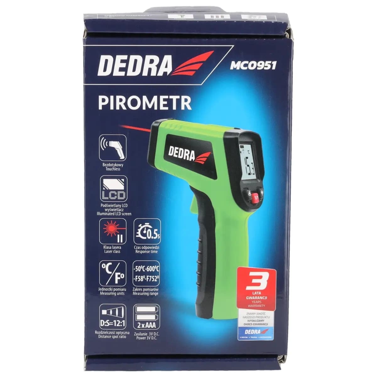 Dedra Infrardeči termometer (pirometer) -50 do 600°C 8