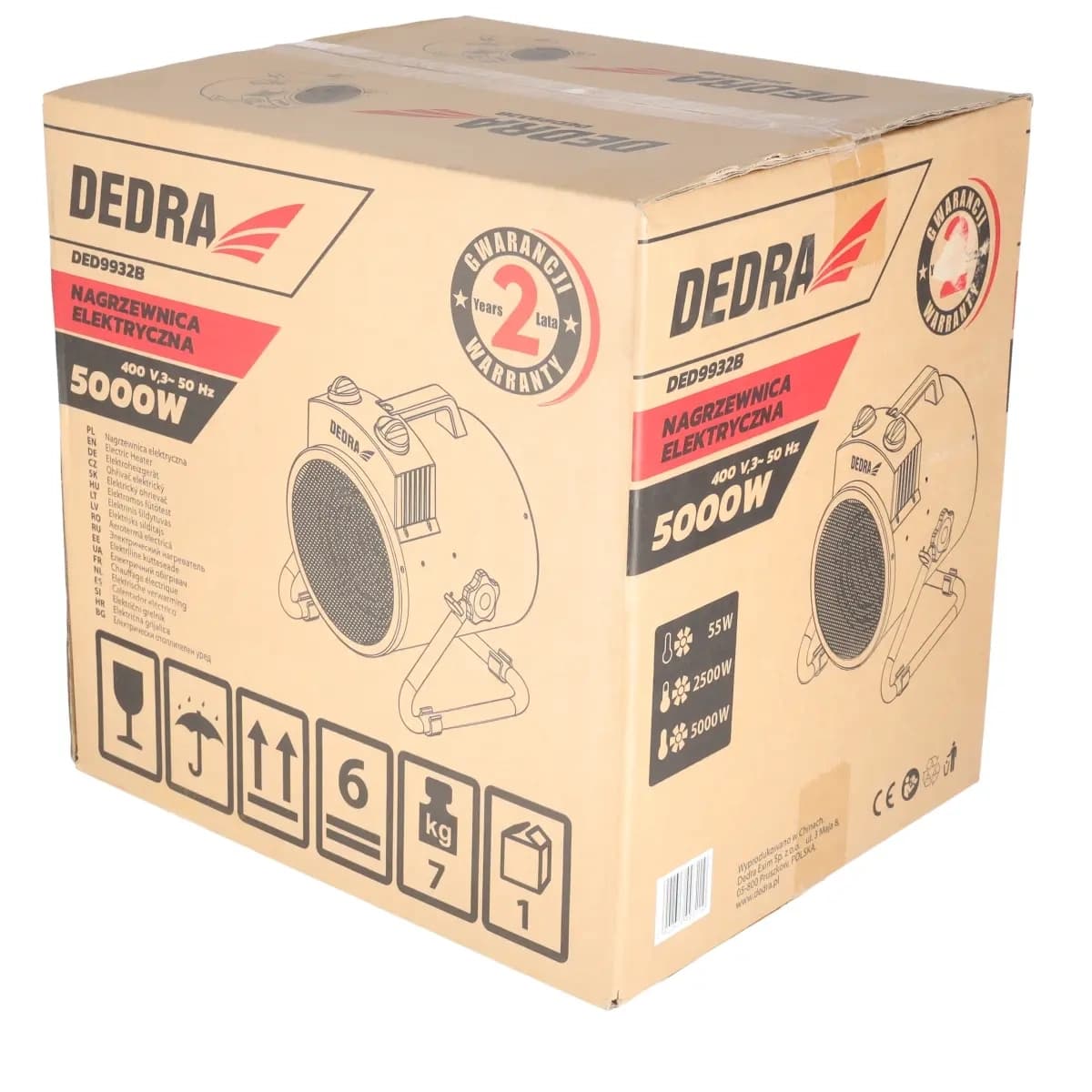 Električni grelnik zraka Dedra, 5000W, 400V 3