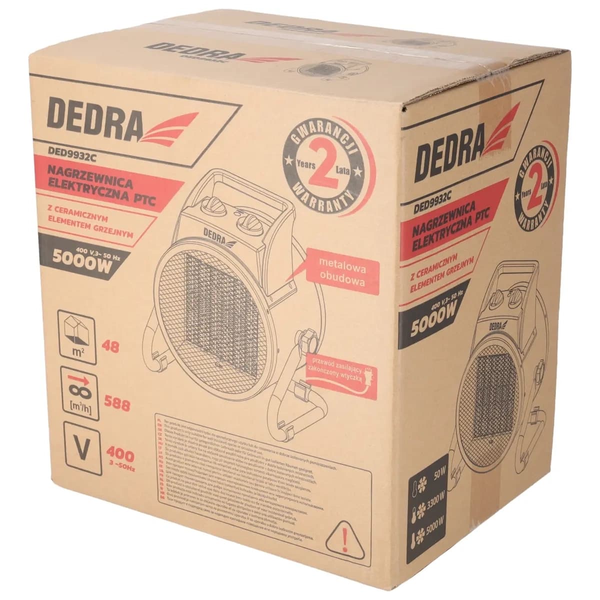 Električni grelnik zraka Dedra PTC, 5kW, 400V 7