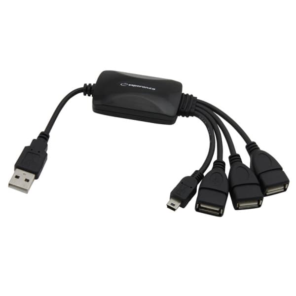 USB 2.0 Hub Esperanza EA114, 3x USB + 1x mini USB