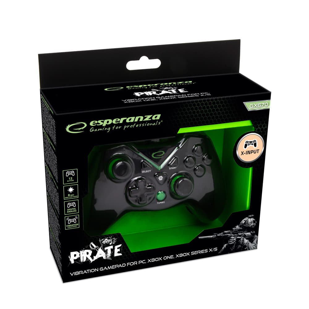 Esperanza EGG114K Pirate: Žični gamepad za PC/Xbox 5