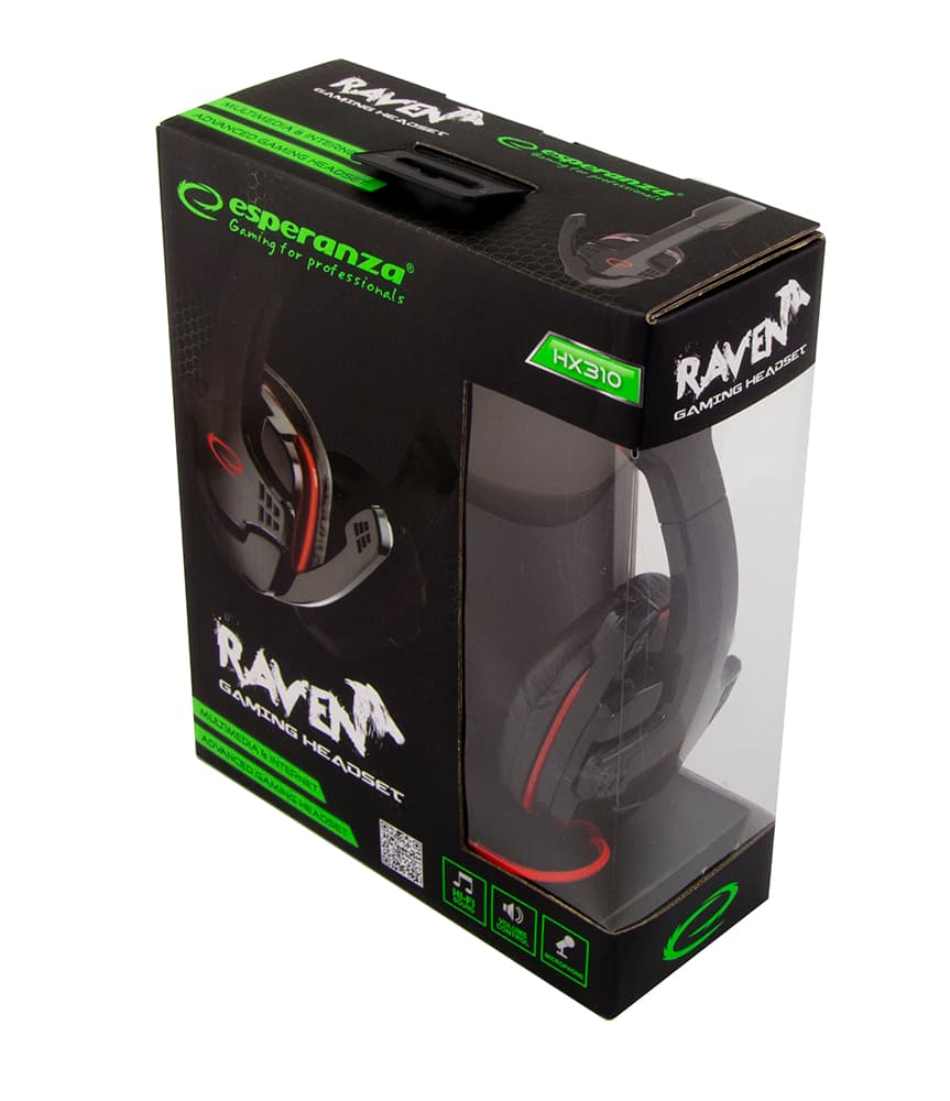 Esperanza Raven gaming slušalke z mikrofonom, rdeče 4