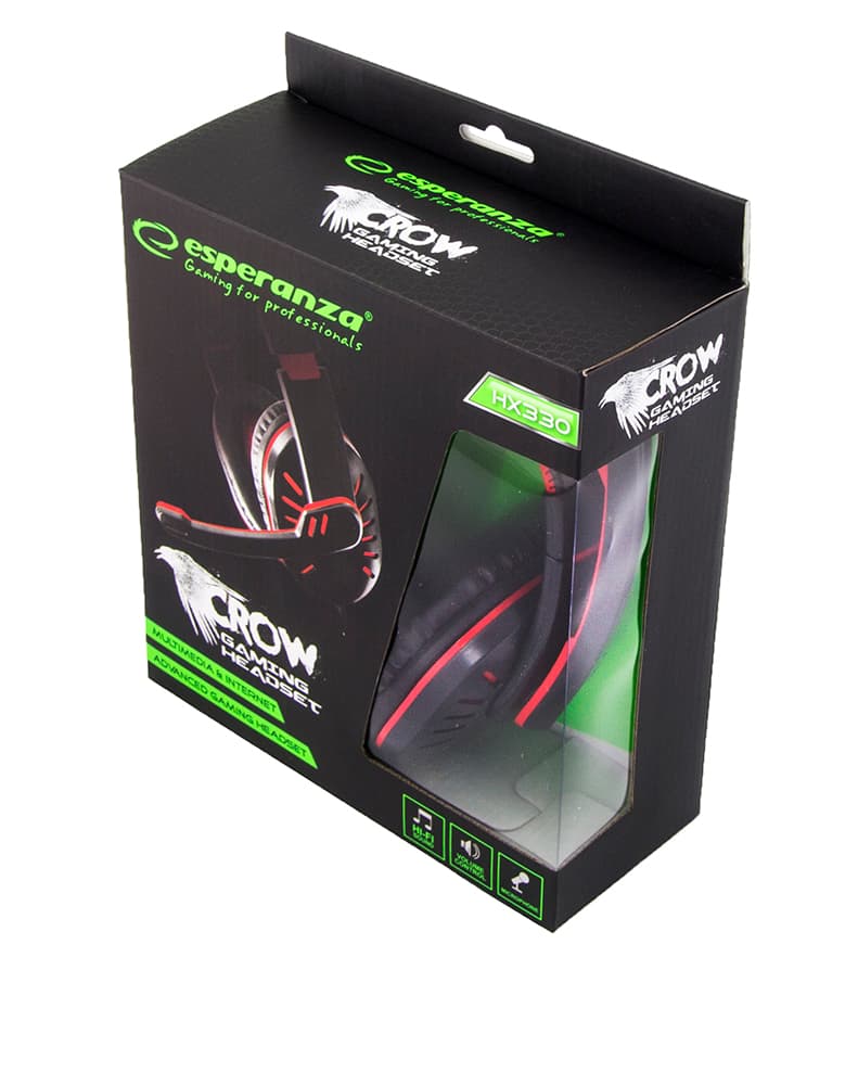 Esperanza CROW gaming slušalke z mikrofonom, rdeče 4
