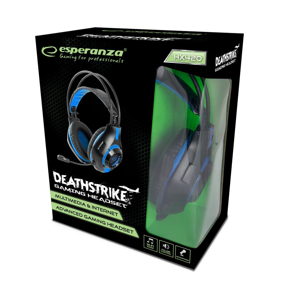 Esperanza DEATHSTRIKE EGH420B – modre gaming slušalke z mikrofonom 4