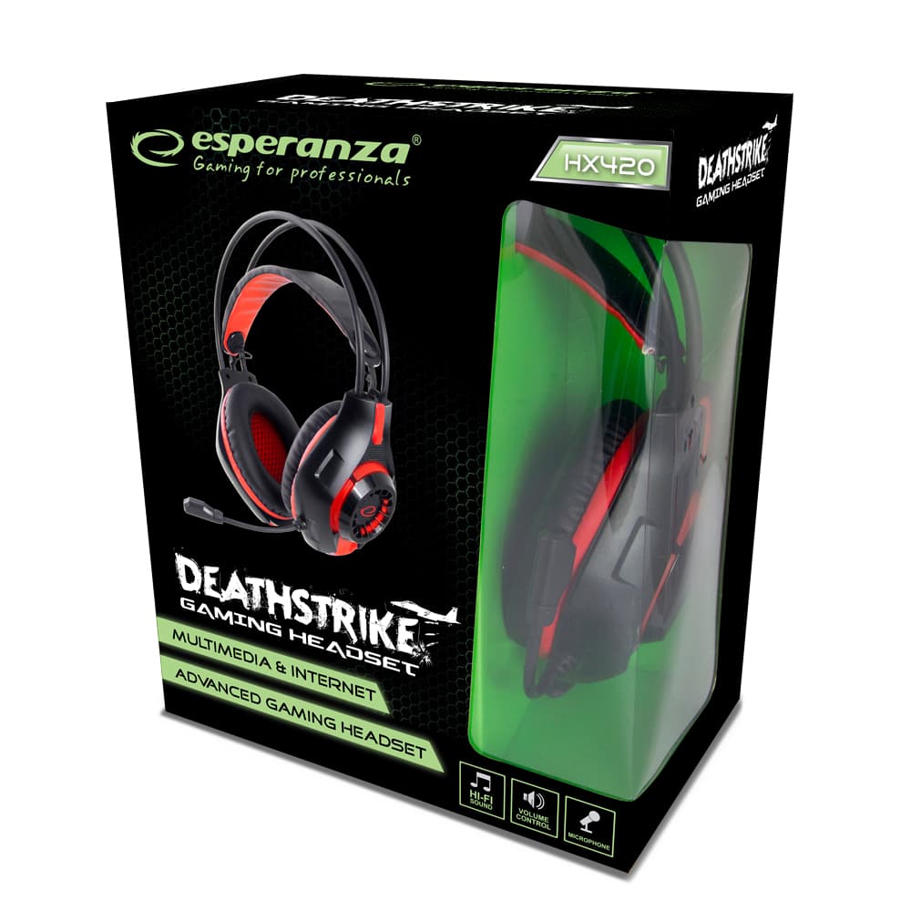 Esperanza DEATHSTRIKE EGH420R – rdeče gaming slušalke z mikrofonom 4