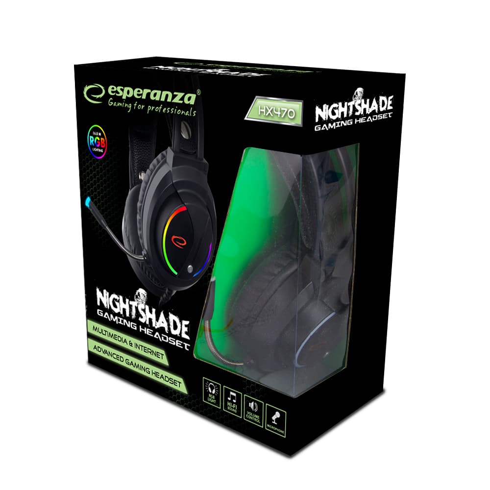 Esperanza Nightshade Gaming slušalke z mikrofonom in RGB, EGH470 3