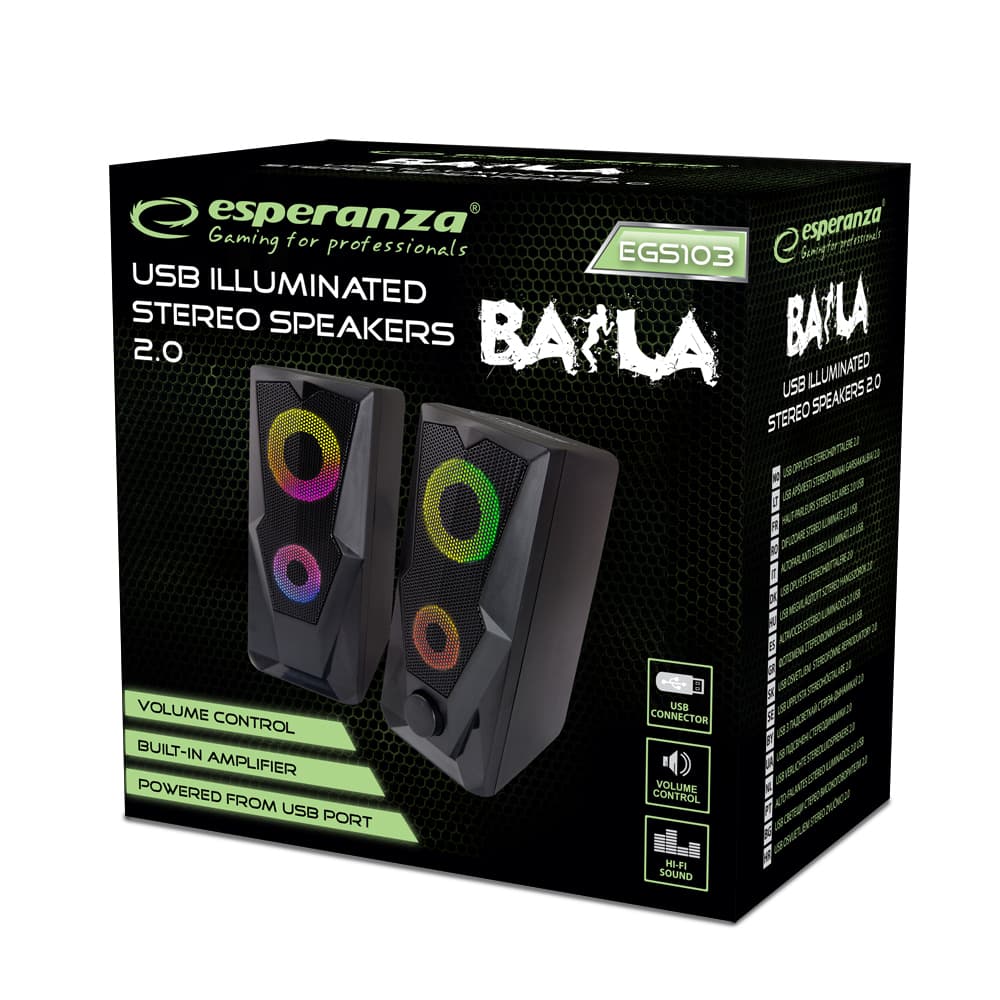 Esperanza BAILA stereo zvočniki 2.0, USB, LED Rainbow 3