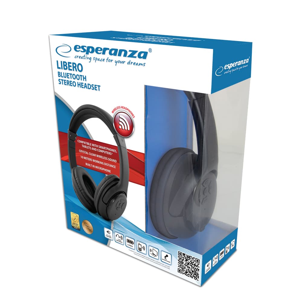 Esperanza Libero Bluetooth slušalke z mikrofonom, črne 4