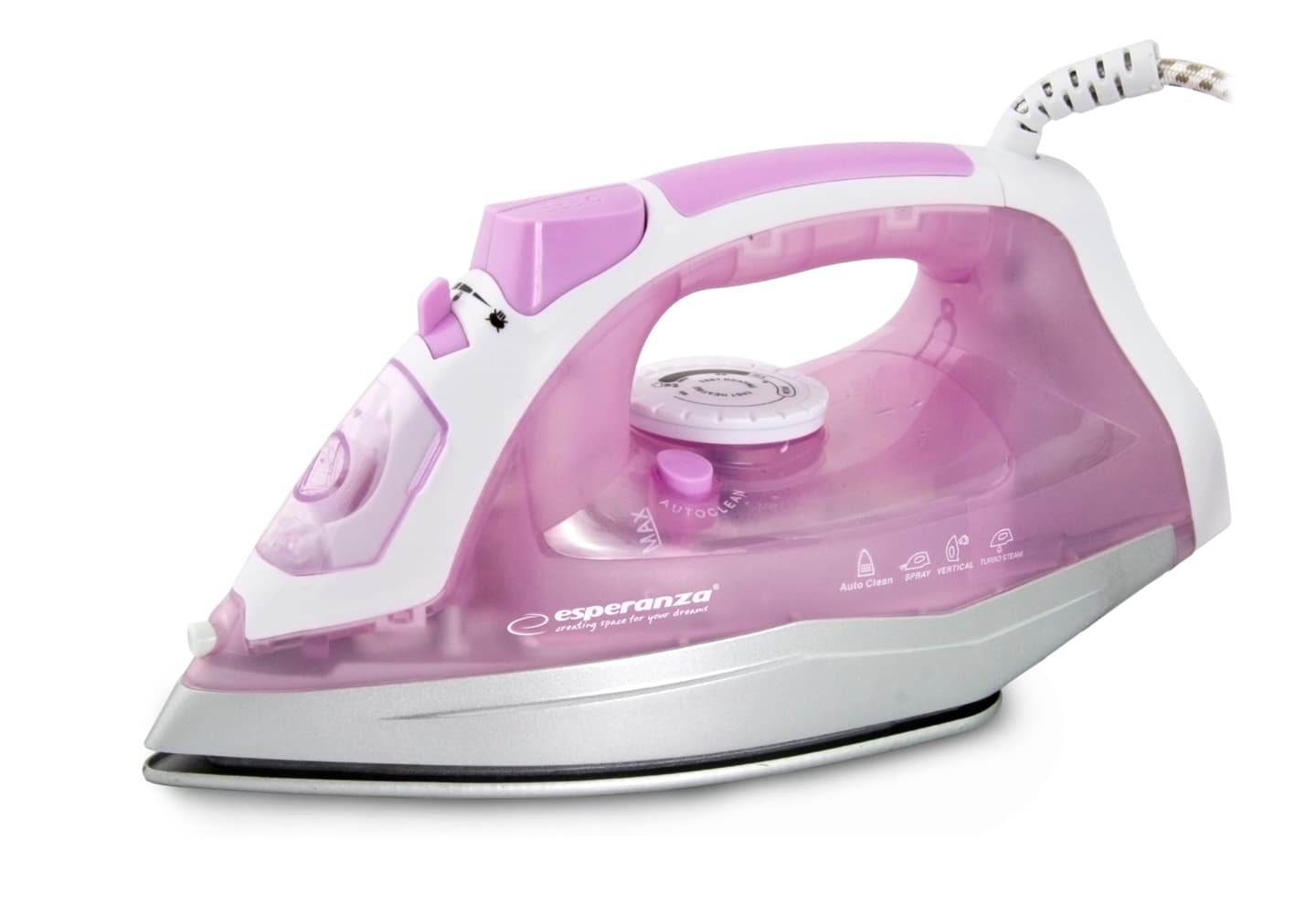 Esperanza TULLE parno likalnik, 2400W, črna/bela