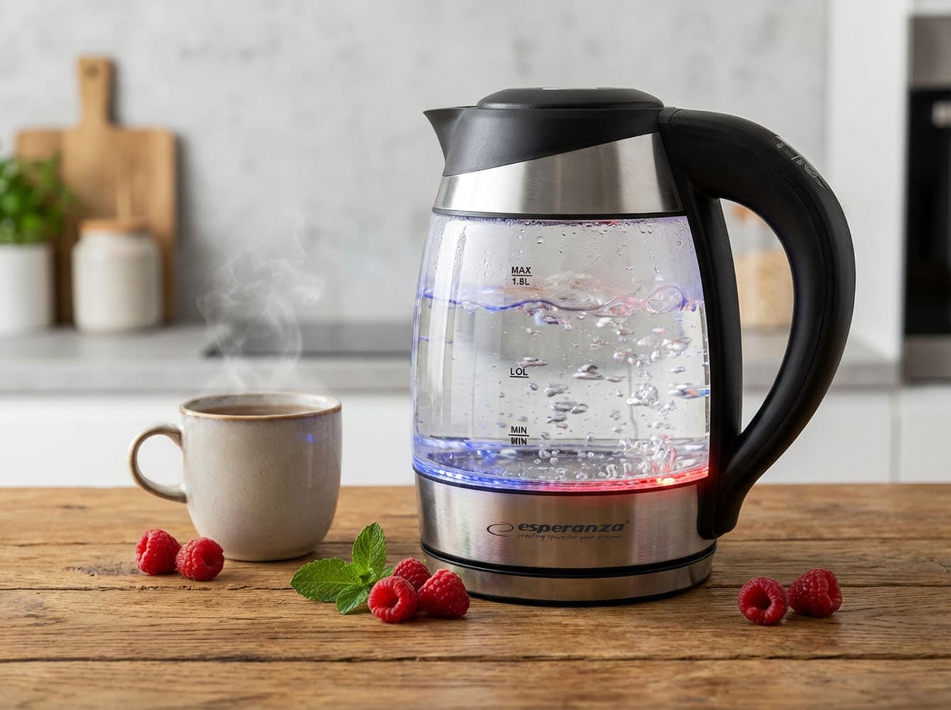 Esperanza Seine 1.8 L steklenični grelnik vode z LED in termometrom 7