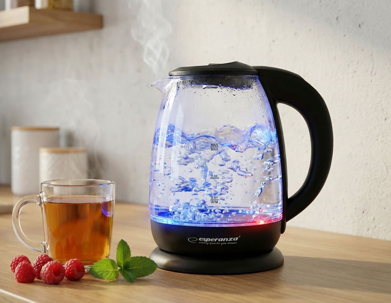 Esperanza LOIRE stekleni kuhinjski aparat z LED in termometrom, 1.7 L 7