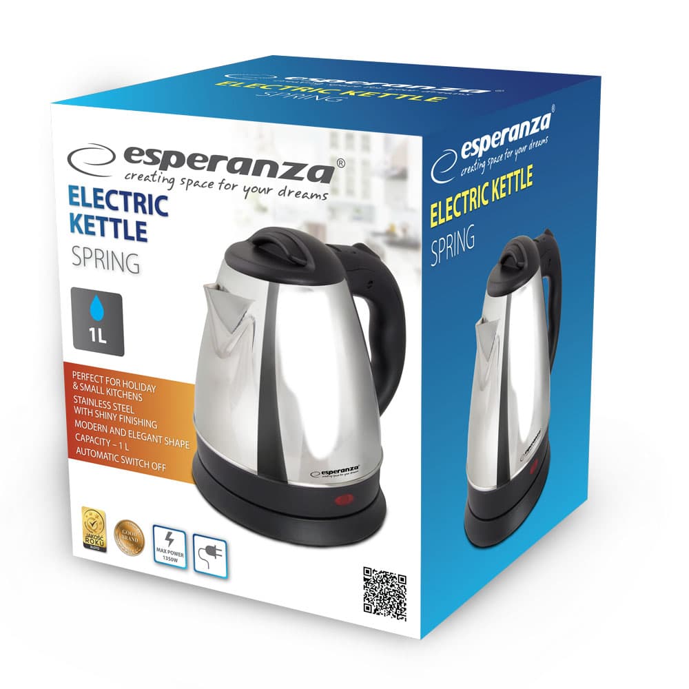 Esperanza SPRING EKK116S, električni kuhalnik vode, 1 L, srebrn 4