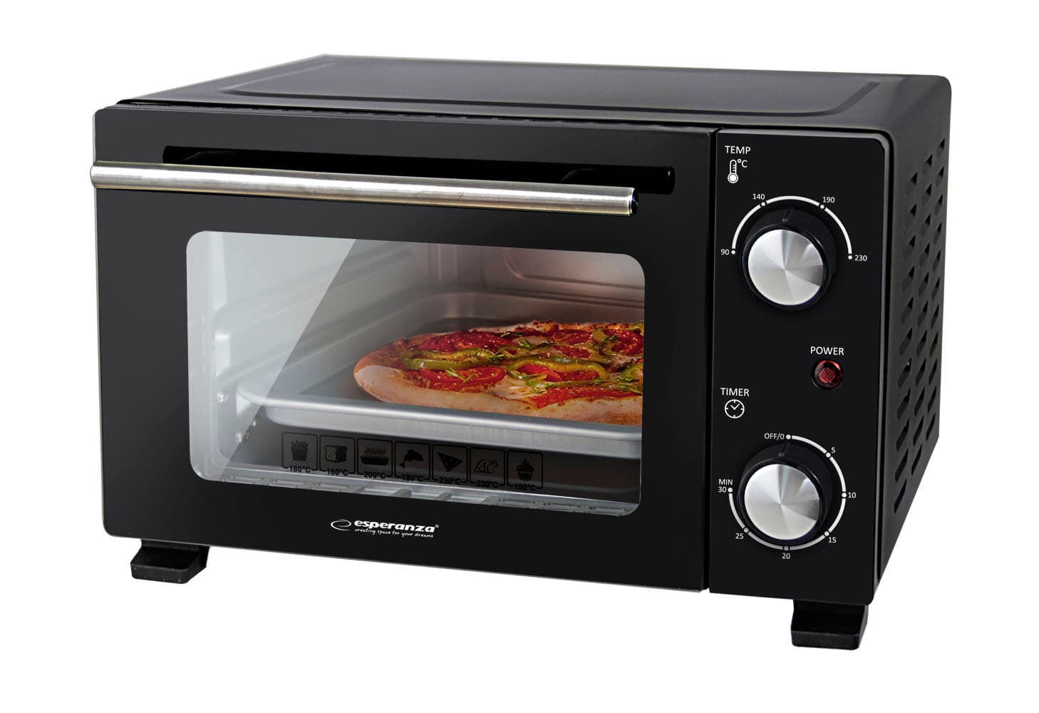 Mini pečica Esperanza CALZONE EKO007N, 10L, 800W 2