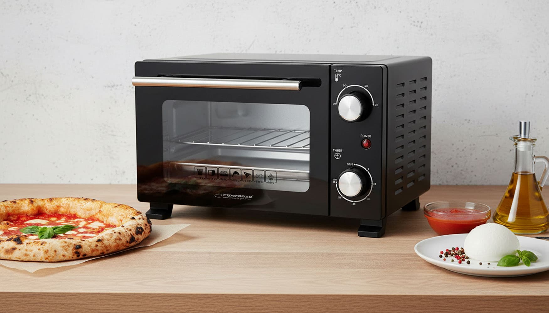 Mini pečica Esperanza CALZONE EKO007N, 10L, 800W 6