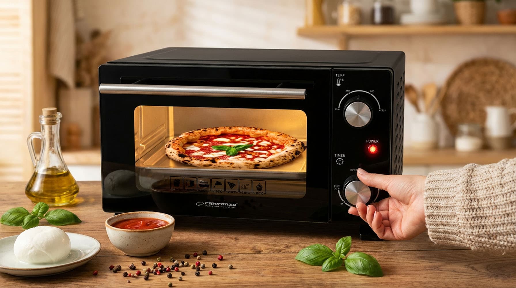 Mini pečica Esperanza CALZONE EKO007N, 10L, 800W 7