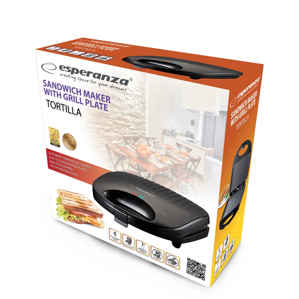 Esperanza TORTILLA toaster za sendviče, 1000W 4