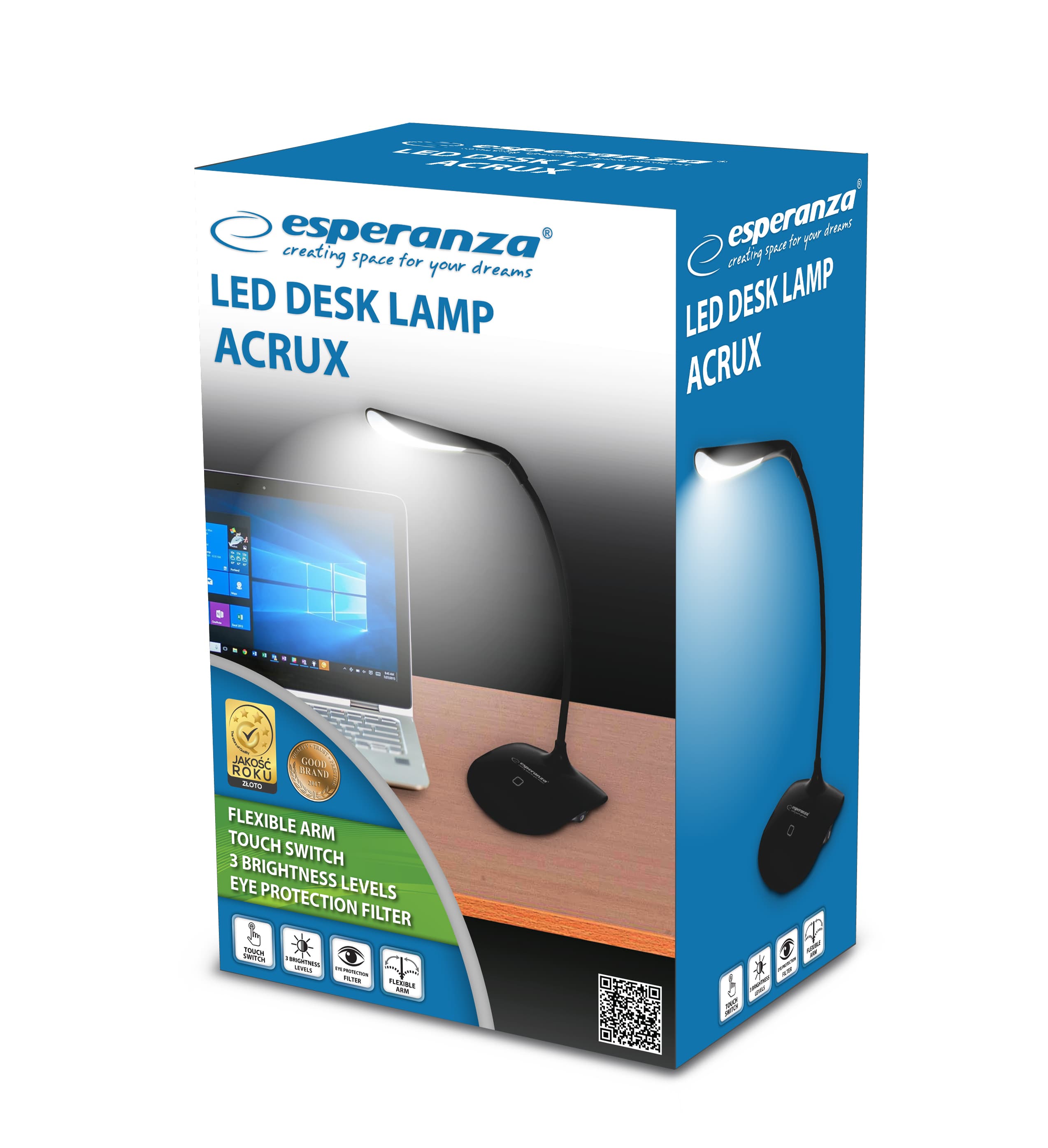Esperanza Acrux ELD103K LED namizna svetilka, črna, USB, dotik 3
