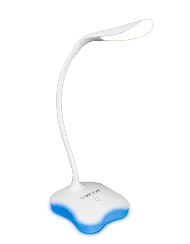 Esperanza Mimosa ELD105W LED namizna svetilka, bela, osvetljena osnova 3