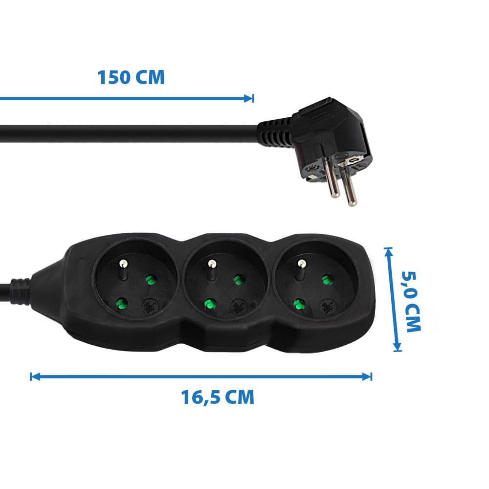 Esperanza napajalni trak 3x 230V, 1.5m črn 5