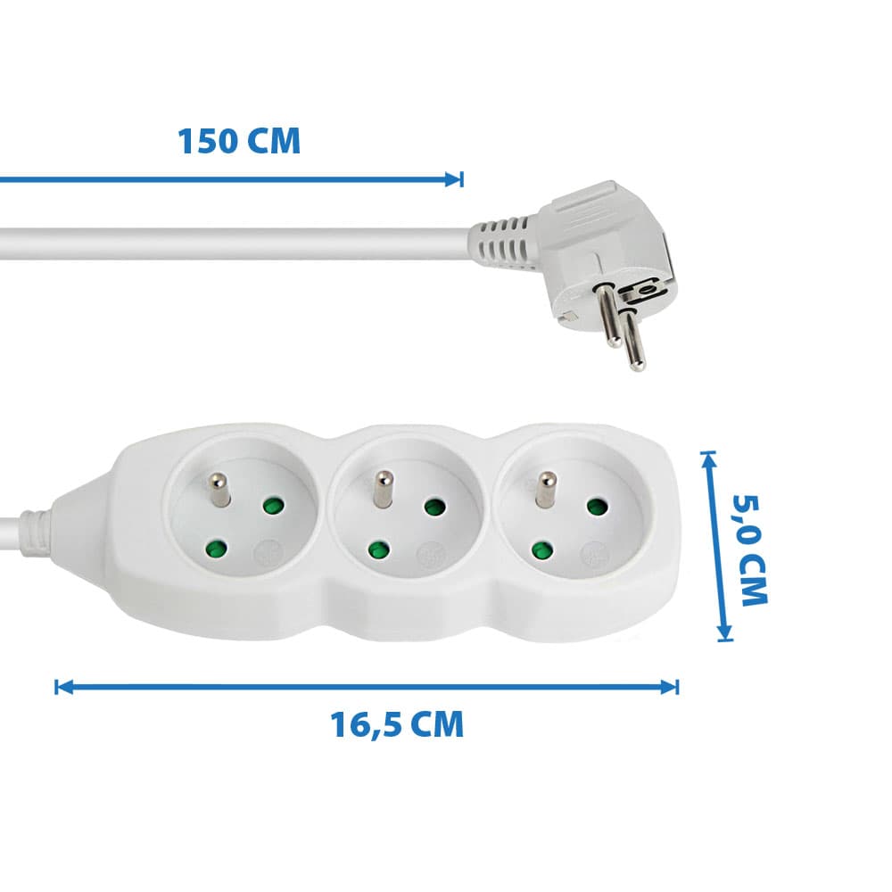 Esperanza napajalni trak 3x 230V, 1.5m bel 5