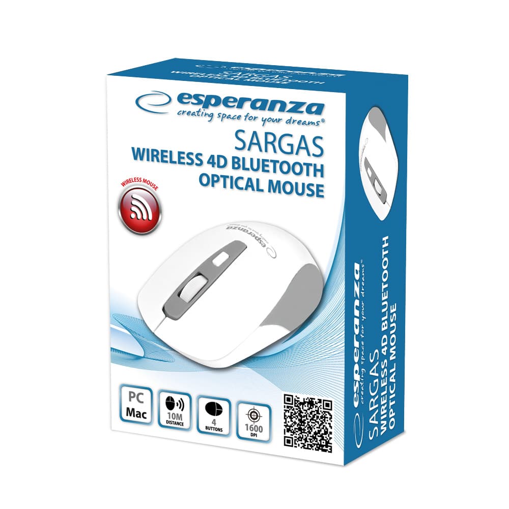 Esperanza EM130W Brezžična miška, Bluetooth 5.0, 4D optična, bela 2