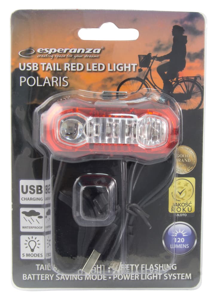 Esperanza USB LED lučka za kolo zadnja (EOT021), polnilna, 120 lm 2