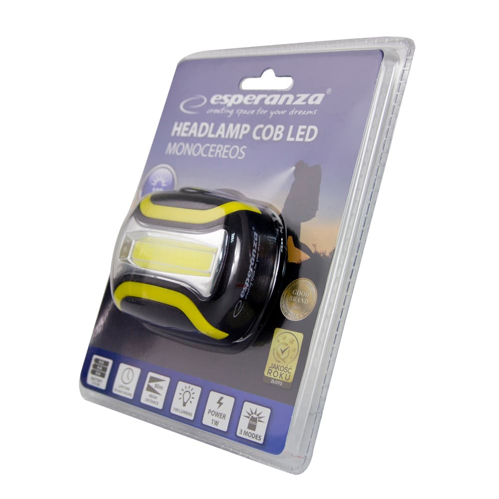 Naglavna LED svetilka Esperanza MONOCEROS, 1W COB, 100 lm, 80m 5
