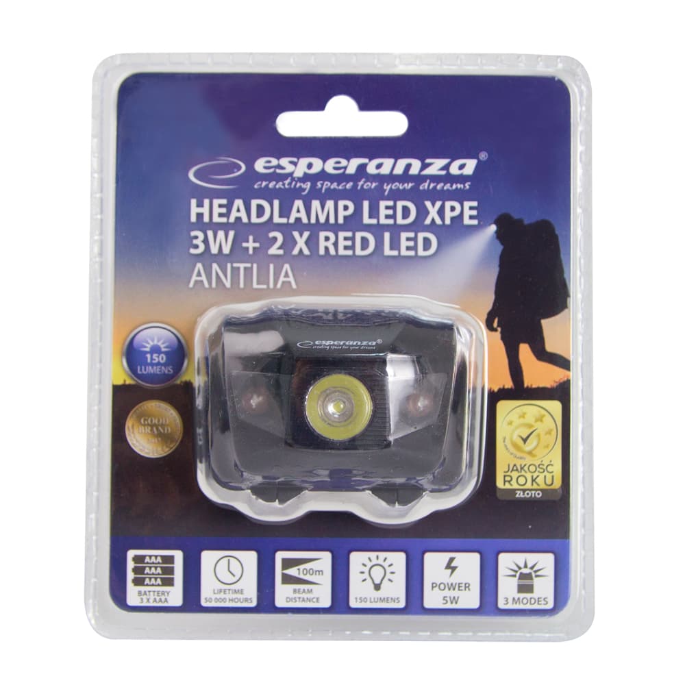 Esperanza ANTLIA naglavna LED svetilka, XPE LED 5W, 150 lm, 100m 4