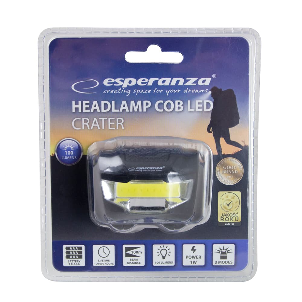 Naglavna LED svetilka Esperanza CRATER, COB LED, 100 lm, 3 načini 5