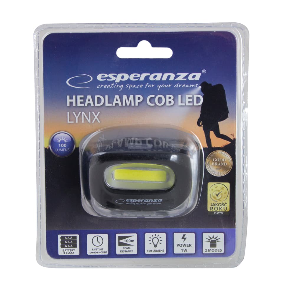 Naglavna LED svetilka Esperanza LYNX, COB LED, 100 lm, 2 načina 5