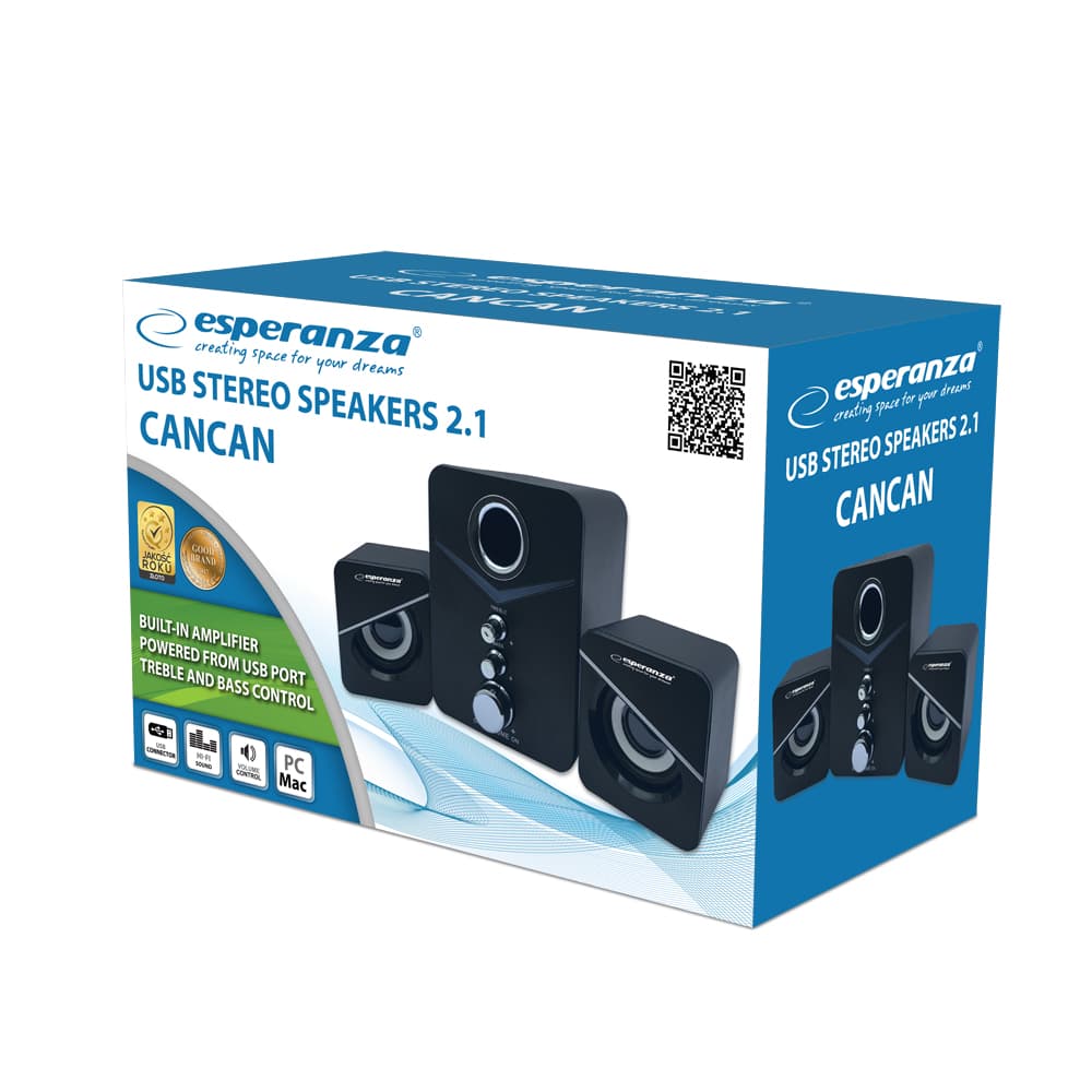 Zvočniki 2.1 Esperanza CANCAN z USB-C 2