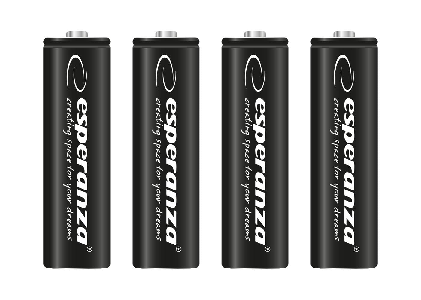 Polnilne baterije Esperanza Ni-MH AA 2600 mAh, črne, 4 kosi